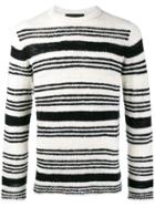 The Elder Statesman Picasso Orbit Stripe Jumper - White