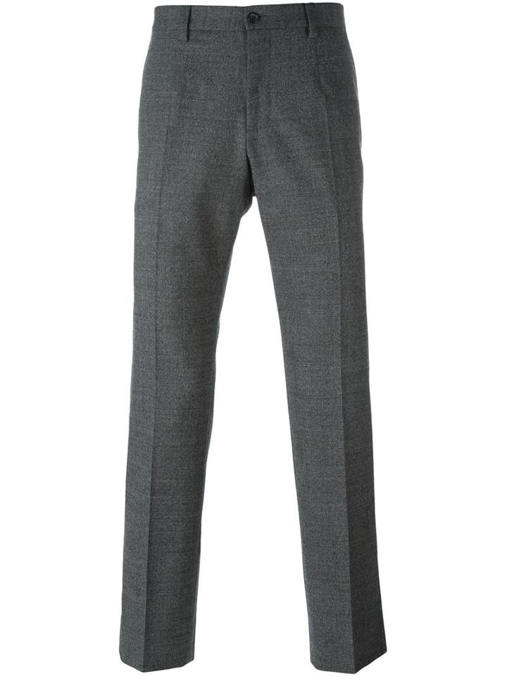 Dolce & Gabbana Stripe Effect Trousers, Men's, Size: 46, Grey, Spandex/elastane/viscose/virgin Wool