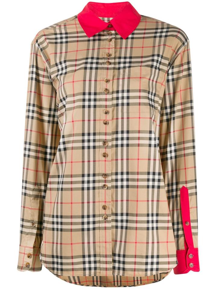 Burberry Contrast-trim Vintage Check Shirt - Brown