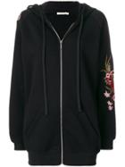 Amen Embroidered Floral Zipped Sweater - Black