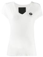 Philipp Plein Logo Plaque V-neck T-shirt - White