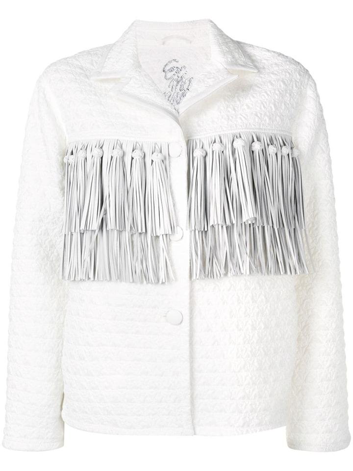 Ermanno Scervino Tassel Textured Overshirt Jacket - White