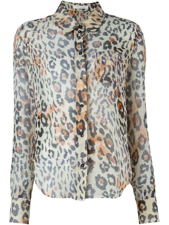 Chloé Leopard Print Shirt, Women's, Size: 40, Brown, Cotton/linen/flax