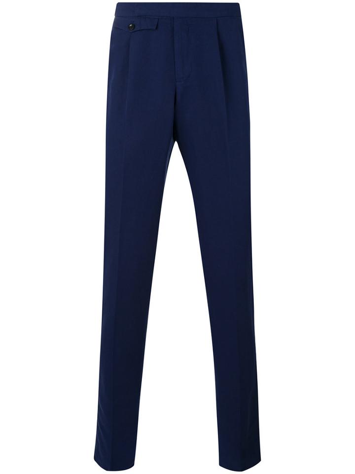Incotex - Flap Detail Tapered Trousers - Men - Linen/flax/cotton - 46, Blue, Linen/flax/cotton
