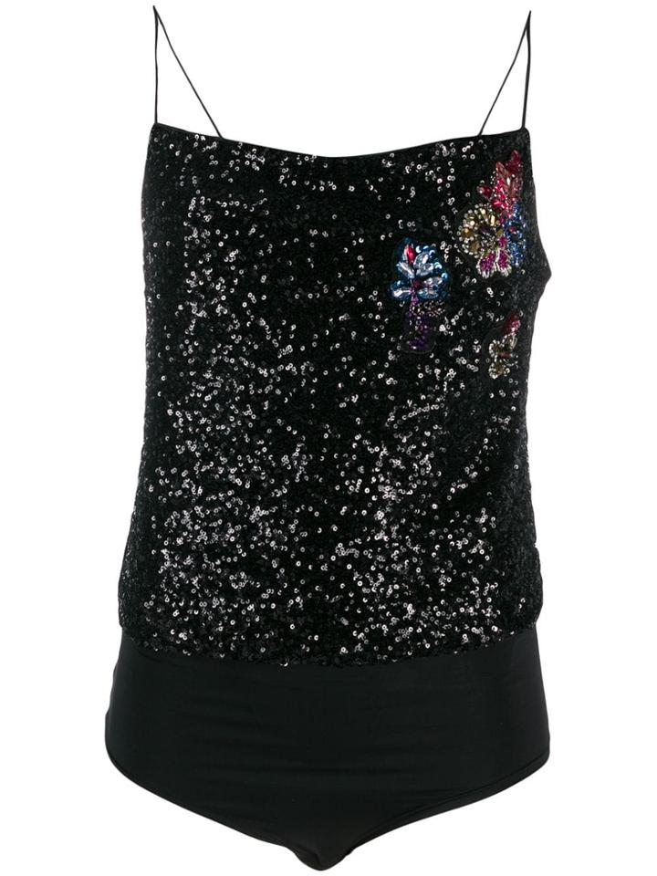 Pinko Sequin Bodysuit With Jewel Embroidery - Black
