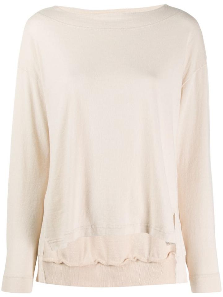 Zucca Side Slit Knitted Top - Neutrals