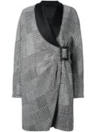 Ermanno Scervino Wrap Detail Oversized Coat, Women's, Size: 42, Black, Silk/linen/flax/polyester/glass