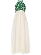 Ganni Colby Tulle Sequin Dress, Women's, Size: 40, Nude/neutrals, Polyamide/sequin/viscose