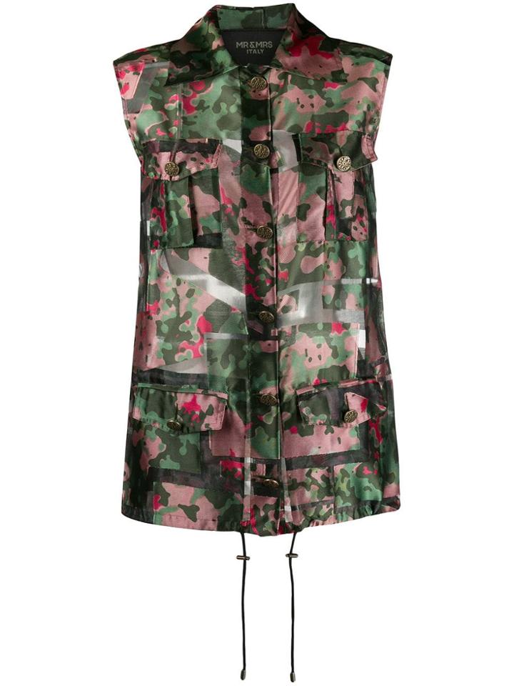 Mr & Mrs Italy Sleeveless Camouflage Print Jacket - Green