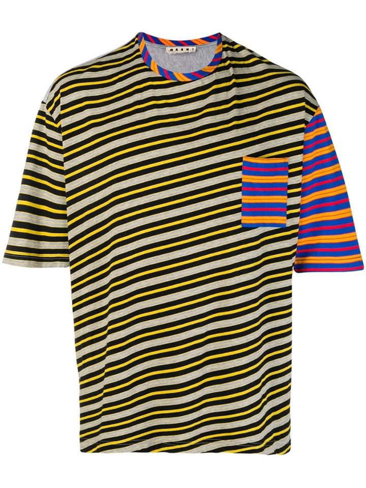 Marni Striped Print T-shirt - Yellow & Orange