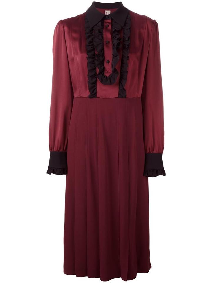 Antonio Marras Ruched Button-up Dress, Women's, Size: 42, Red, Acetate/viscose/silk