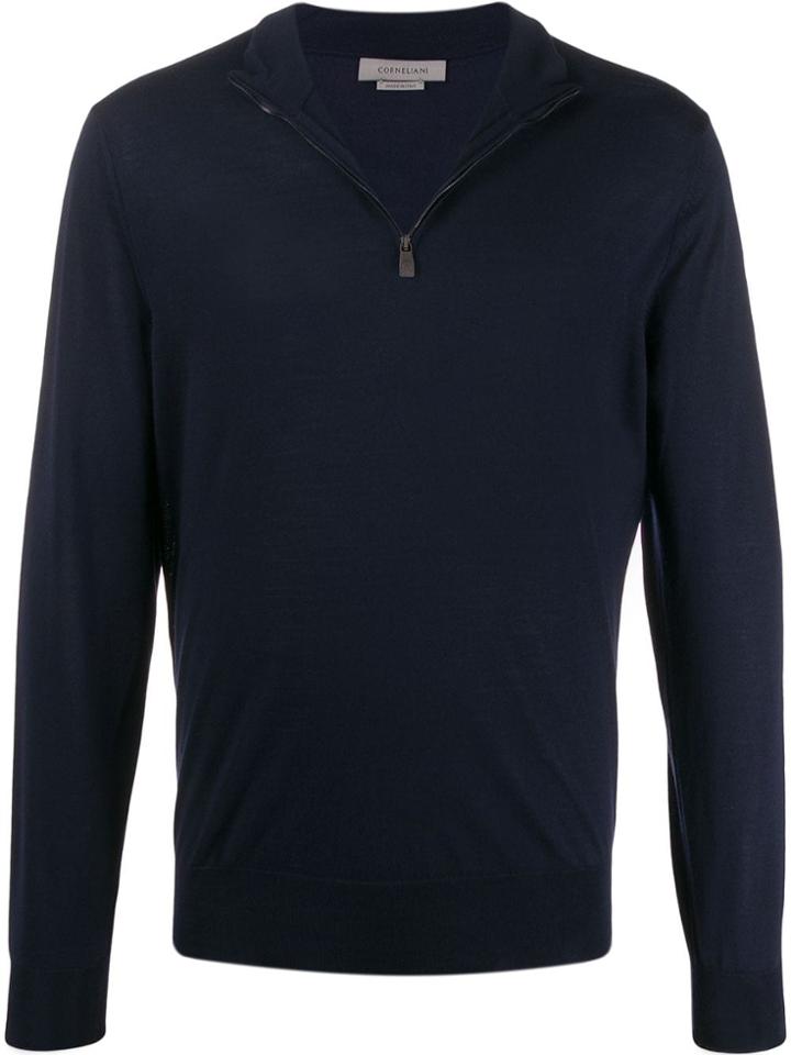 Corneliani Half-zip Knitted Jumper - Blue