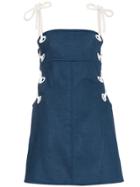 Staud Blue Raft Dress With Lace Up Sides
