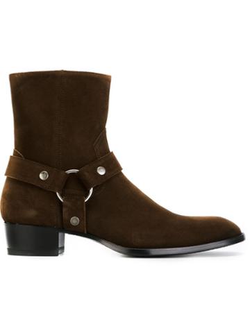 Saint Laurent Wyatt Ankle Boots, Men's, Size: 39, Brown, Leather/suede