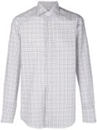 Canali Stitch Detail Checked Shirt - White