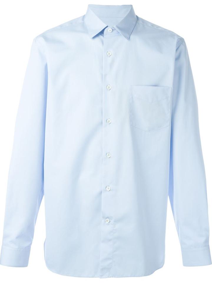 Canali Chest Pocket Shirt, Men's, Size: 44, Blue, Cotton