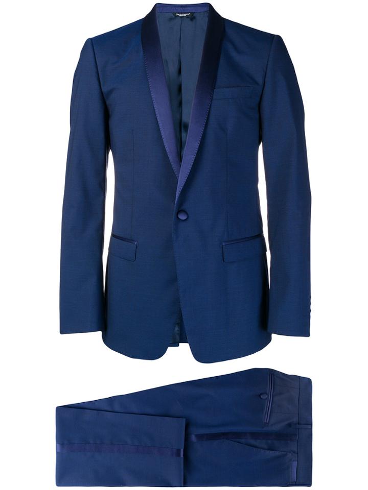 Dolce & Gabbana Silk Trimmed Suit - Blue
