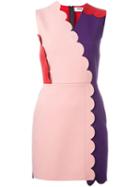 Msgm Scalloped Colour-block Dress, Women's, Size: 38, Pink/purple, Elastodiene/polyester/viscose