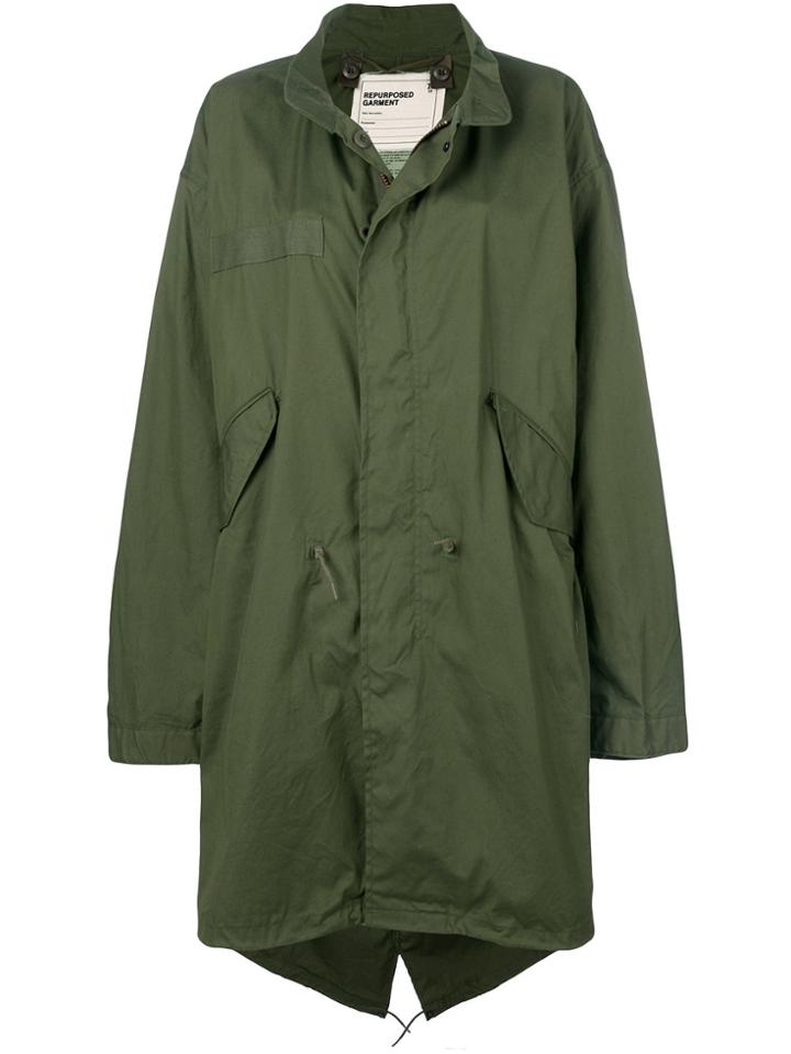 R13 Back Print Oversized Parka - Green