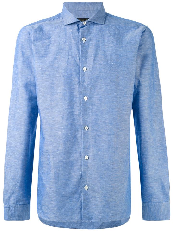 Z Zegna - Curved Hem Shirt - Men - Cotton/linen/flax - S, Blue, Cotton/linen/flax