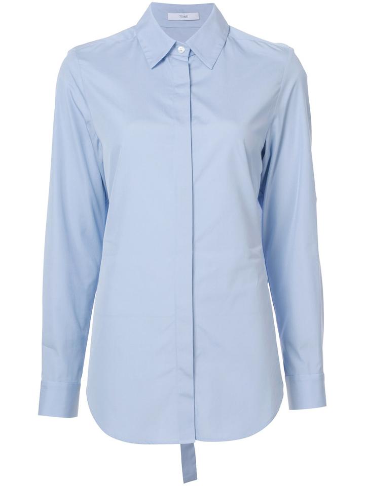 Tome - Open Back Shirt - Women - Cotton - 8, Blue, Cotton
