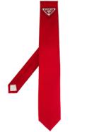 Prada Triangle Logo Tie - Red