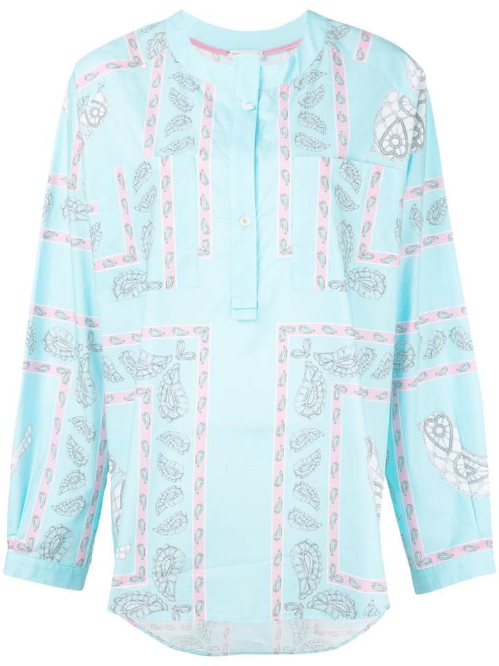 Natasha Zinko - Printed Shirt Top - Women - Cotton - 36, Blue, Cotton