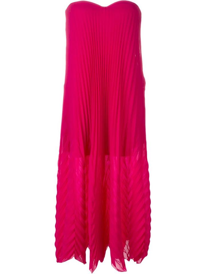 Msgm Strapless Pleated Dress, Women's, Size: 42, Pink/purple, Polyester/spandex/elastane