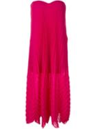 Msgm Strapless Pleated Dress, Women's, Size: 42, Pink/purple, Polyester/spandex/elastane