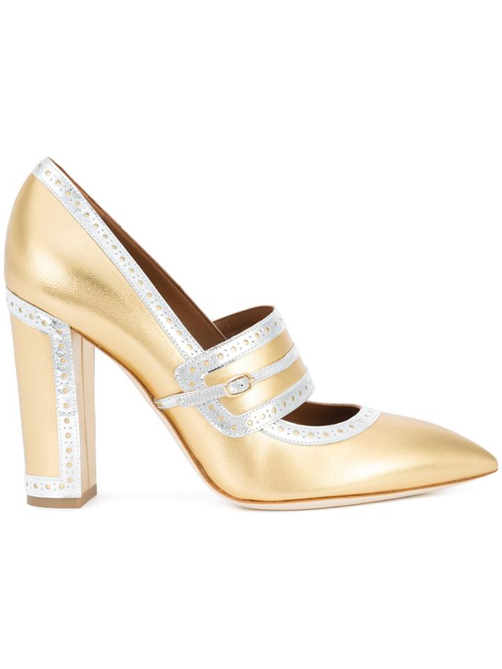 Malone Souliers Pointed Toe Strap Pumps - Metallic
