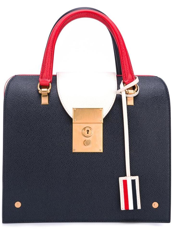 Thom Browne Snap Closure Tote Bag, Women's, Blue