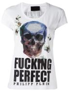 Philipp Plein 'around The World' T-shirt, Women's, Size: Xs, White, Cotton/spandex/elastane