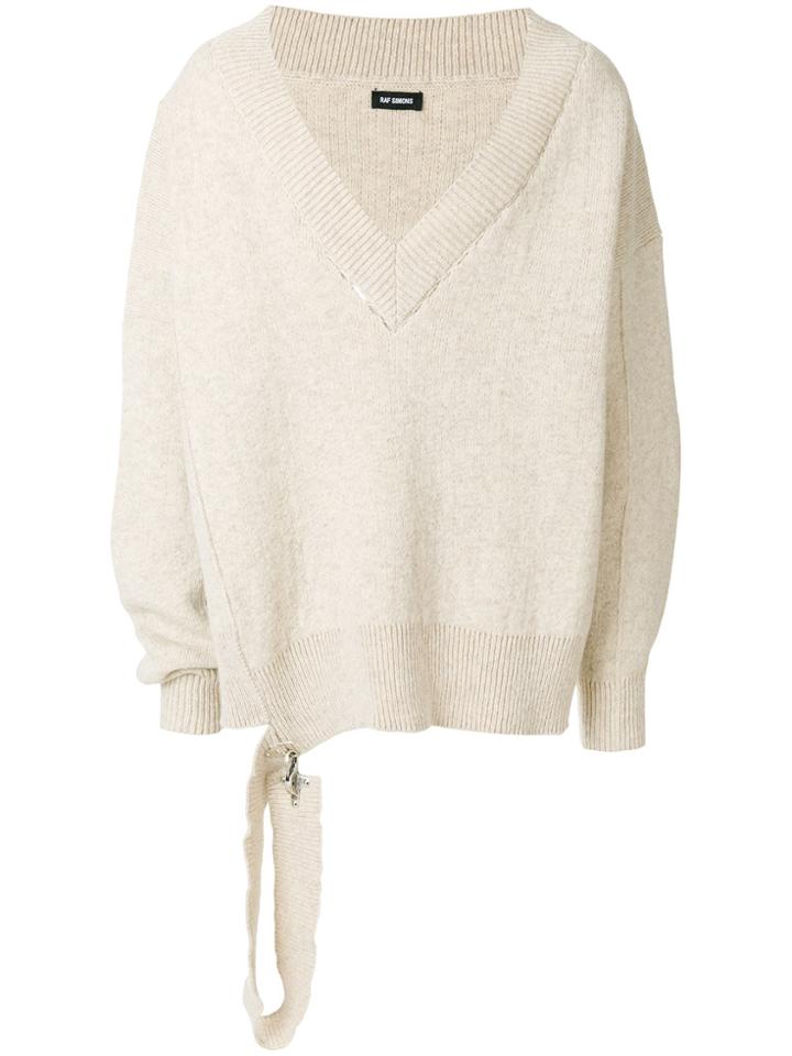 Raf Simons Oversized V-neck Jumper - Nude & Neutrals