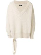 Raf Simons Oversized V-neck Jumper - Nude & Neutrals