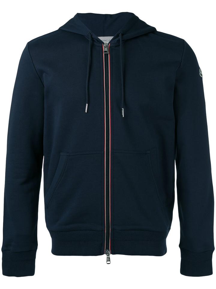 Moncler Classic Zip Hoodie, Men's, Size: Large, Blue, Cotton