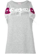Giamba Embellished Sleeveless T-shirt, Women's, Size: 40, Grey, Cotton/polyester