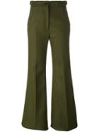 Rochas Flared Trousers, Women's, Size: 38, Green, Silk/polyamide/cashmere/wool