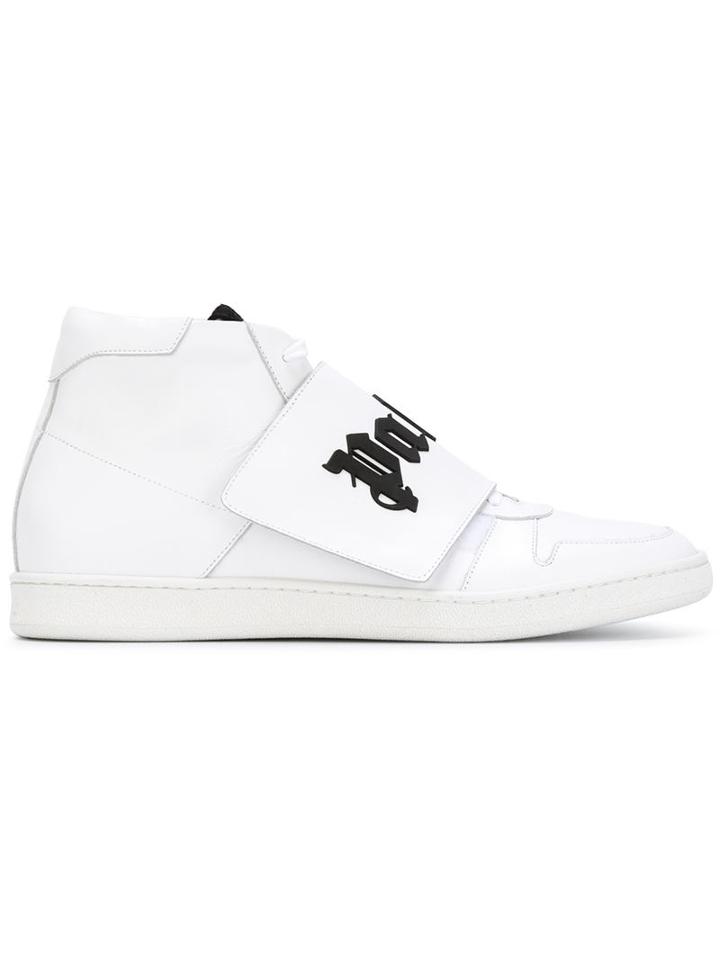 Palm Angels Velcro Fastening Hi-top Sneakers, Men's, Size: 41, White, Leather/rubber
