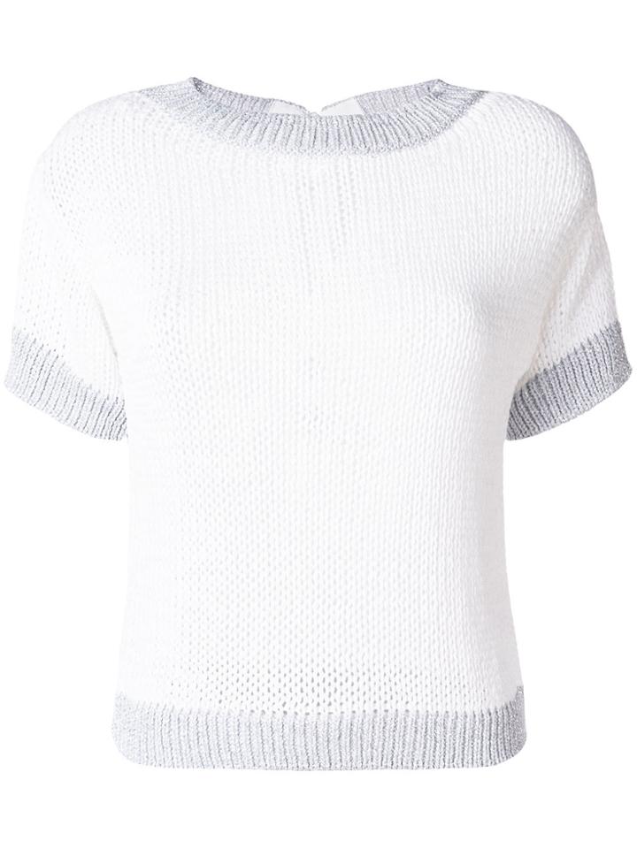 La Fileria For D'aniello Metallic Knit Top - White
