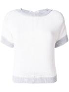 La Fileria For D'aniello Metallic Knit Top - White