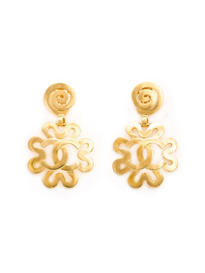 Chanel Vintage Ornate Flower Clip-on Earrings, Women's