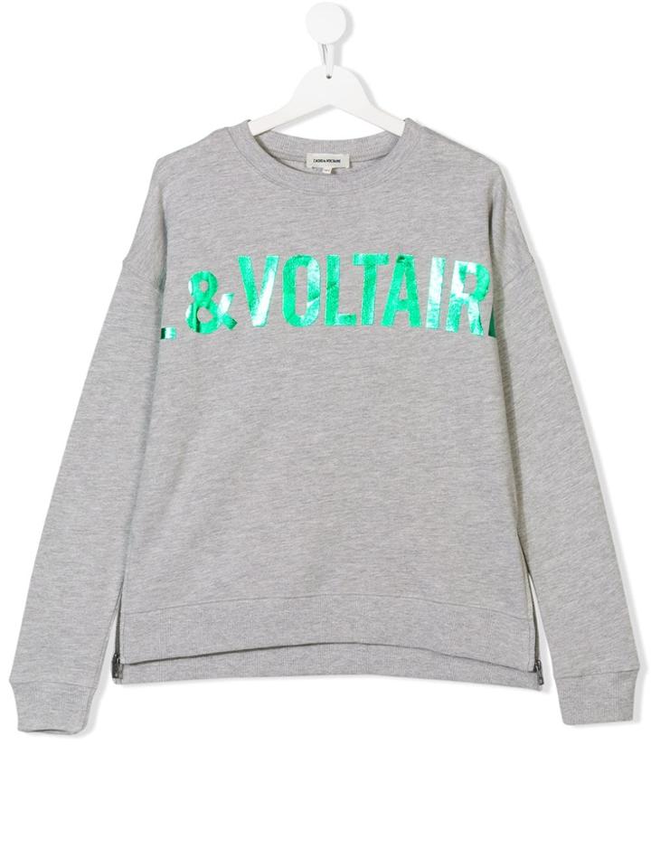 Zadig & Voltaire Kids Teen Logo Print Sweatshirt - Grey