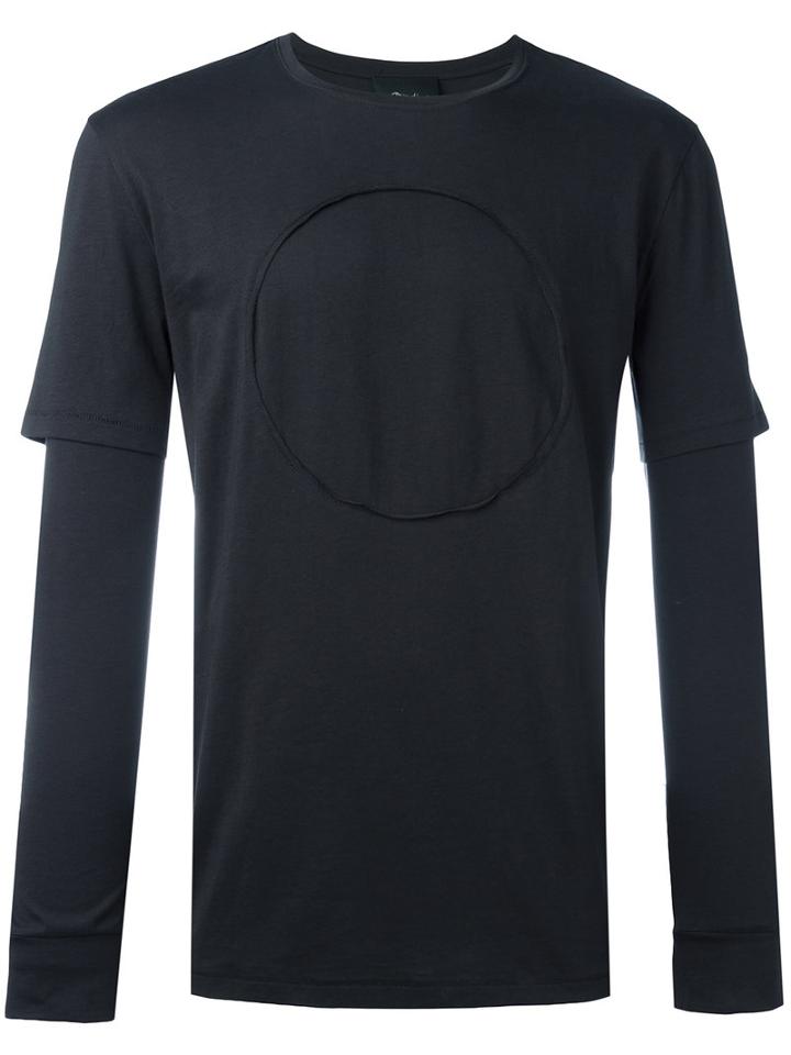 3.1 Phillip Lim Long Sleeve Circle T-shirt, Men's, Size: Large, Black, Cotton