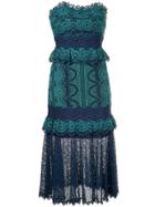 Sea Woven Embroidered Midi Dress - Blue