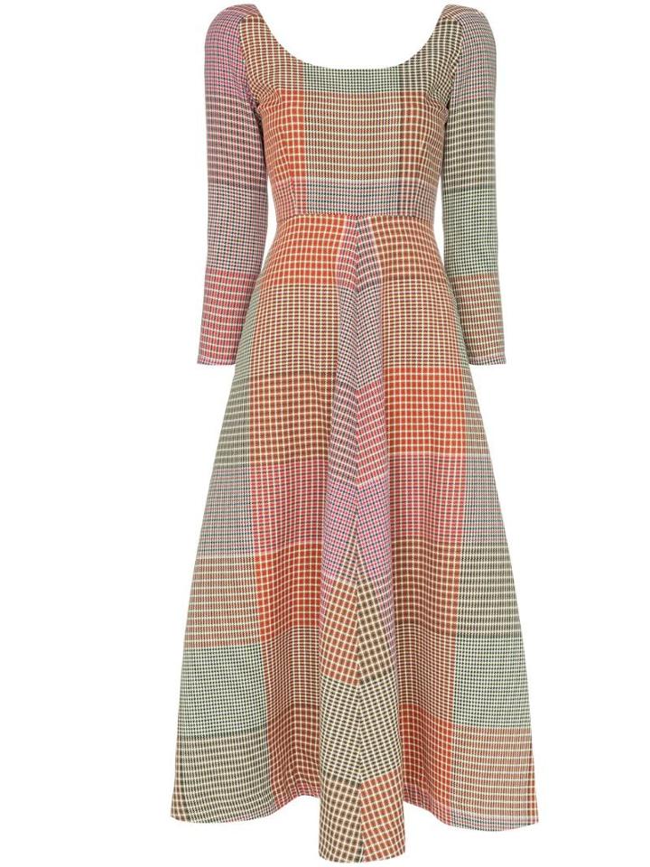 Rosie Assoulin Check Patchwork Midi Dress - Green
