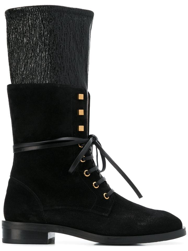 Stuart Weitzman Layered Lace-up Sneakers - Black