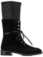 Stuart Weitzman Layered Lace-up Sneakers - Black