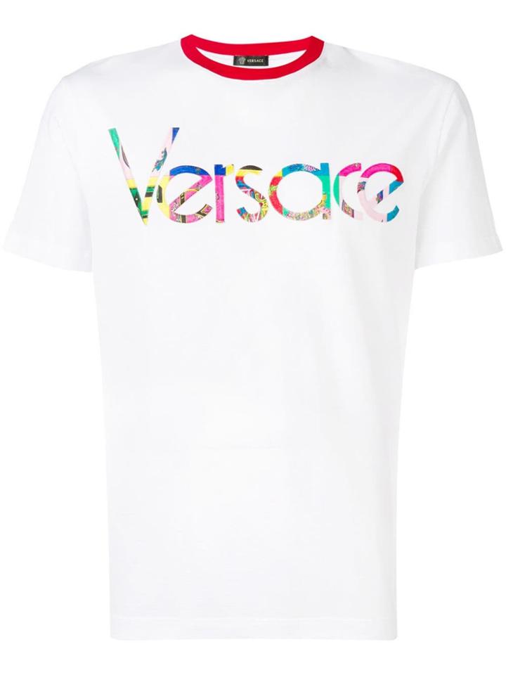 Versace Logo Appliqué T-shirt - White
