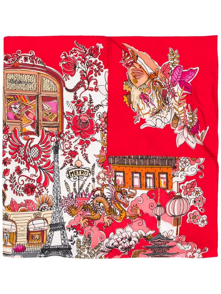 Salvatore Ferragamo Printed Foulard - Red