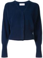 Mame Kurogouchi V-neck Long Sleeve Cardigan - Blue